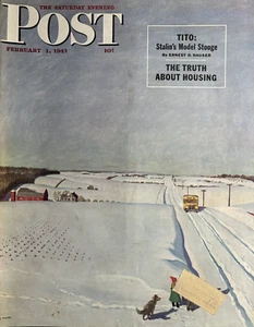 1947 John Falter Saturday Evening Post School Bus Original Magazine Cover Only - Picture 1 of 1