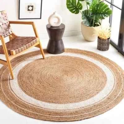 Jute Braided Round Rug, Natural Jute Rug, Bohemian Rug, Custom Size Rug, Boho De - Image 1 of 4