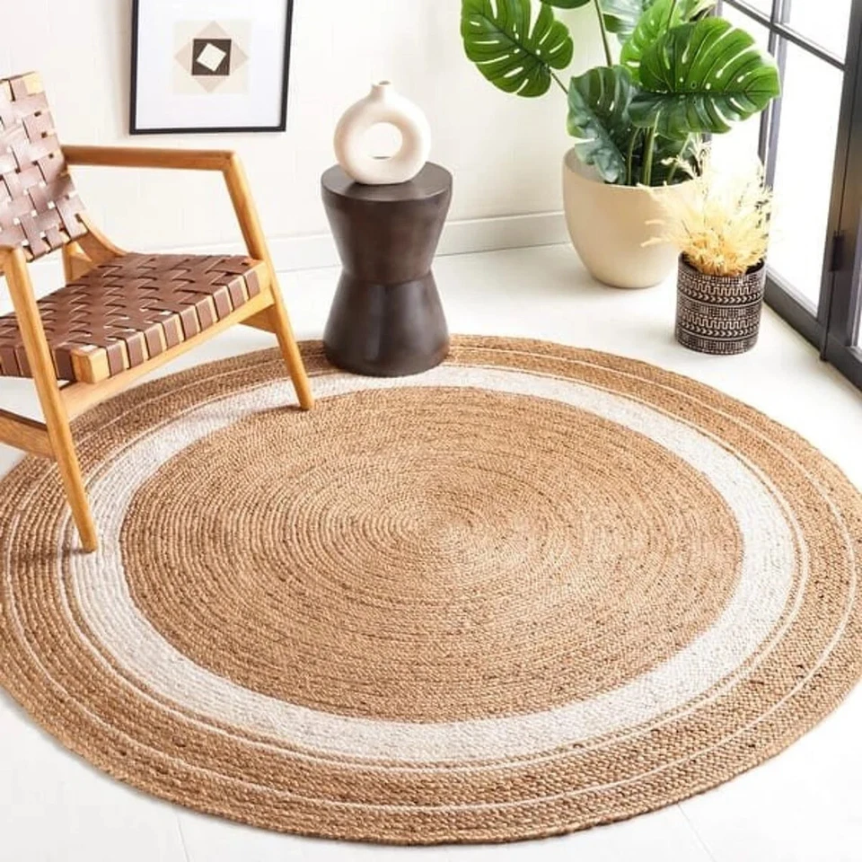 Jute Braided Round Rug, Natural Jute Rug, Bohemian Rug, Custom Size Rug, Boho De - Image 1 of 4
