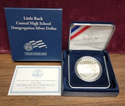 2007 P  Little Rock Central High School Desegregation Comm. Proof Silver Dollar  - Image 1 of 4
