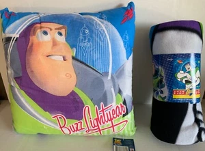 ~ Toy Story - BUZZ BLANKET GENUINE DISNEY FLEECE THROW BED & CUSHION / PILLOW - Picture 1 of 6