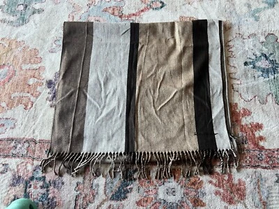 Кашемировый/шелковый шарф Salvatore Ferragamo 67 X 12 - коричневый/серо-коричневый/капучино - Изображение 1 из 4