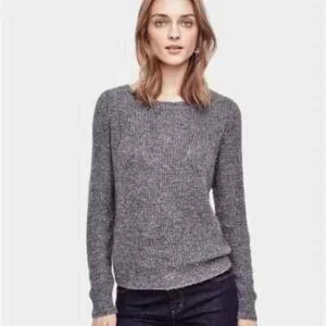 Suéter Ann Taylor Tejido M Gris Plata Brillante Cuello Redondo Manga Larga Pullover - Imagen 1 de 9
