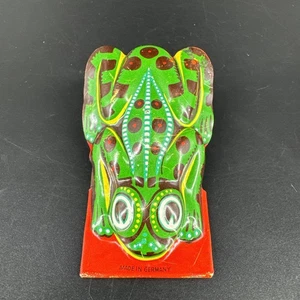 Vintage 60er Jahre Blech Litho grüner Frosch 3" Clicker Spielzeug Made in Germany - Bild 1 von 11