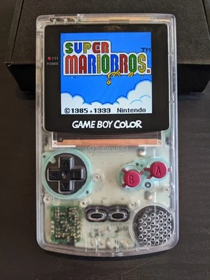 Nintendo Game Boy Color Clear GBC IPS Q5 XL tela retroiluminada mod mais brilhante - Imagem 1 de 3