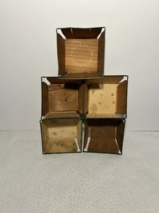 Vintage Menge 5 gespaltene Holz Pint Beeren Boxen/Körbe mit grünen Metallfelgen - Bild 1 von 24
