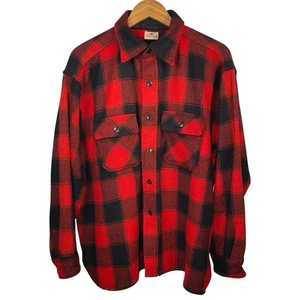 True Vintage 1940’s King Cole Flannel Shirt Plaid Red Blk Size X-Large X-Mas - Bild 1 von 11