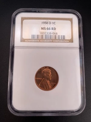 1950-D 1C RD  Lincoln Wheat One Cent NGC MS66RD - Image 1 of 4