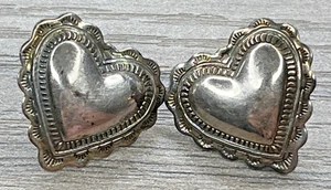 Vintage Indianer Navajo Sterling 925 Herz Liebe Concho Repousse Ohrringe - Bild 1 von 9