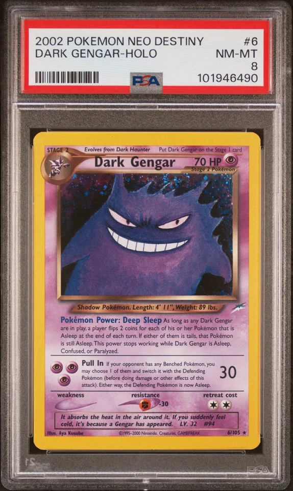 2002 Pokemon Neo Destiny Dark Gengar #6 PSA 8 Holo Swirl!! - Image 1 of 2