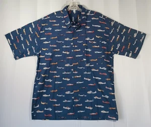 Flugzeug Luftfahrt Hawaii Stil Knopf XL Hemd Kurzarm Pilot Reisen USA - Bild 1 von 18