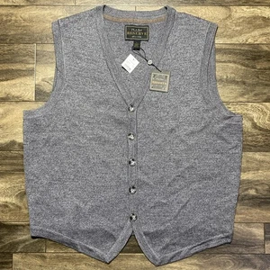JoS A Bank RESERVE Sweater Vest Merino Wool Blend Men's L Grey Cardigan Button - Picture 1 of 7