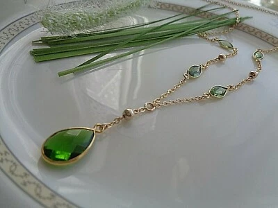 Goldkette mit Peridot-Quarz, Gold Filled, Y-kette - Bild 1 von 4