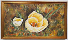 abstraktes Ölgemälde Kunstwerk mit Rahmen Bild Malerei Oil Painting Blumen 1980