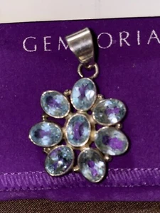 Blue Topaz Silver Pendant Over 10 Cts Of Topaz Stunning Large No Chain - Picture 1 of 4