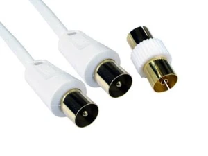 30 Metros Blanco Antena de Televisión M-M Cable Con Hembra a Hembra Acoplador - Imagen 1 de 1