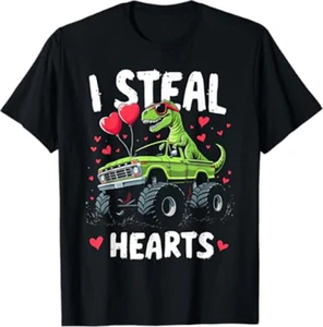 I Steal Hearts KIds Funny Trex Gifts for Boys Valentines day T-Shirt - Picture 1 of 2