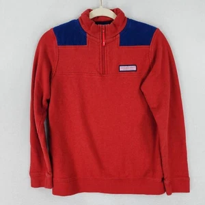 Vineyard Vines Sweater Girls Medium Red Youth Kids Quarter Zip Pullover 12/14 - Picture 1 of 9