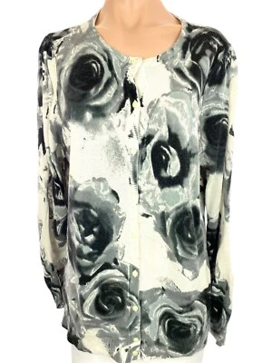 Suéter Cárdigan East 5th 1X Blanco, Gris y Negro Acrílico Manga Larga Abotonable Foto 1 de 4