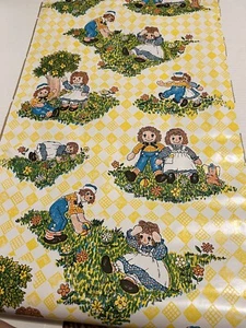 Vintage 1982 Raggedy Ann & Andy Paper Roll Adhesive Contact Shelf Paper 3.5 Yd. - Picture 1 of 12