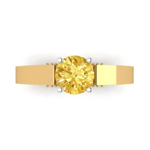 1.06Ct Round Natural Citrine Solitaire Engagement Ring, 14K Yellow/White Gold - Picture 1 of 11