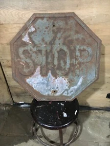 vintage metal STOP sign heavy old restorable - Picture 1 of 2