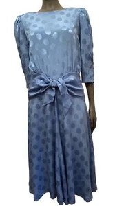 Handmade Vintage 90s Mindi Blue Polka Dot Dress Women’s size 12 - Picture 1 of 9