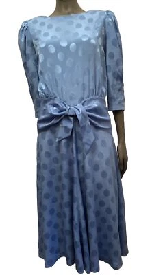 Handmade Vintage 90s Mindi Blue Polka Dot Dress Women’s size 12 - Image 1 of 4