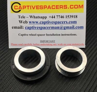 Espaciadores de rueda cautivos Suzuki GSXR 600 y 750 2001 - 03. Juego de ruedas traseras en plata Foto 1 de 2