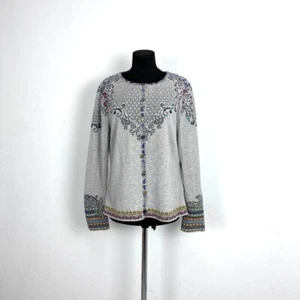 IVKO Gray Floral Button Cardigan Sweater Collar Jacket Size 42 - Picture 1 of 10