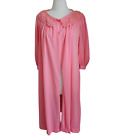 Vtg 60S Gossard Artemis Robe Coat Size S 34 Coral Pink Nylon Tricot Lace Collar