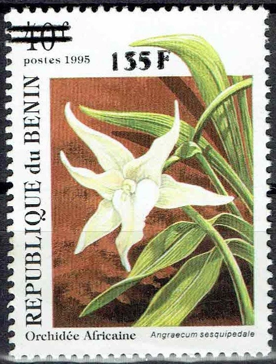 BENIN 2000 Mi 1238- OVERPRINT CV 200€ - 135F /40F - AFRICAN ORCHID FLOWERS - MNH - Image 1 of 1
