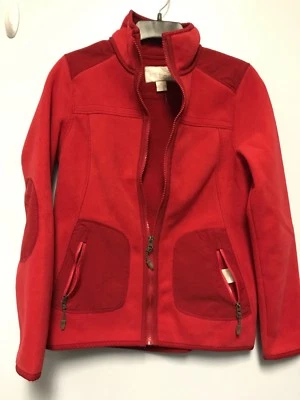 Chaqueta roja talla pequeña té verde abrigo con cremallera Foto 1 de 4