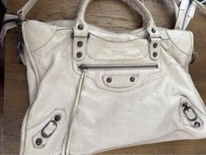 Balenciaga 115748 The City Handbag Shoulder 2way Ivory Beige w/Mirror Strap - Picture 1 of 14