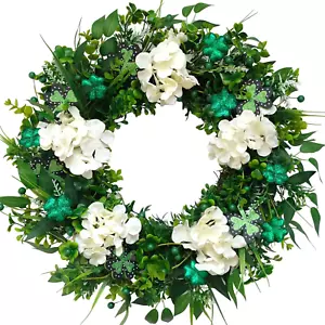22" St. Patrick’S Day Wreath for Front Door Clover Green Shamrock Wreath with Hy - Picture 1 of 7