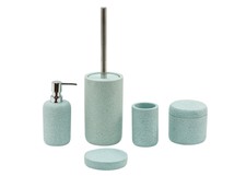Bathroom Accessory Set Soap Dish Dispenser Tumbler Toilet Brush Terrazzo