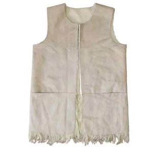 Guess Vegan Suede Leather Faux Fur Tan Boho Hippie Chic Longline Vest Sz L - Picture 1 of 8