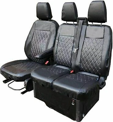 FORD TRANSIT CUSTOM 2013-FULLY TAILORED VAN SEAT COVERS DIAMOND LEATHER QUILTED - Image 1 of 4