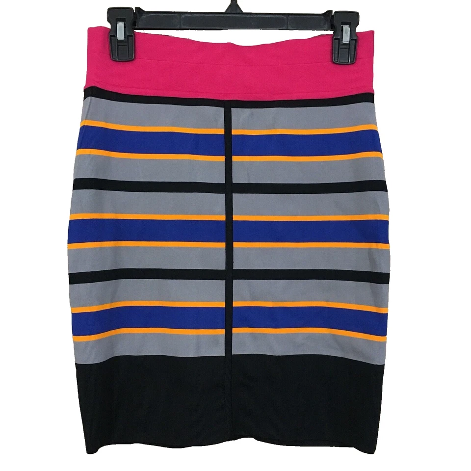 Yigal Azrouel Cut25 Bandage Pencil Skirt M Multicolor Striped Zip Back Party - Image 1 of 4