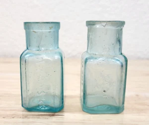 Antique 1890s Pair Quack Medicine Bottles A Trask's Magnetic Ointment Buffalo NY - Picture 1 of 8
