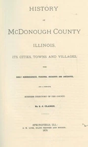 1878 HISTORY McDONOUGH COUNTY ILLINOIS EARLY PIONER SETTLERS WAR SOLDIERS CITIES - Picture 1 of 2