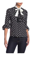 CO by CO I Polka Dot Neck Tie Blouse - Picture 1 of 2