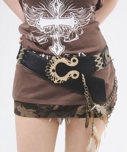 DIA d.i.a. Revival Belt Crown Buckle Feather Belt Black Gal Japan NEW - Picture 1 of 9
