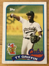 1989 Tops Ty Griffin #1 Draft Pick Rookie (RC) 713 Cubs O/C Creases Corner Dings
