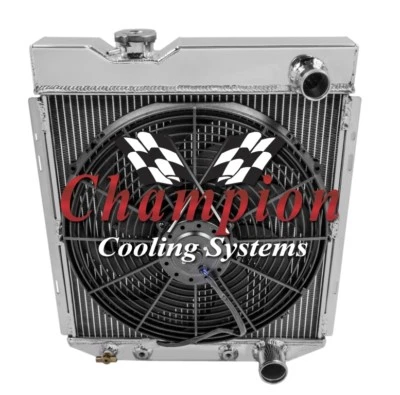 1965-1966 Ford Mustang All Aluminum 3 Row KR Champion Radiator Fan Combo - Image 1 of 4