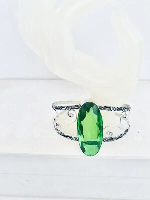 Peridot & 925 Silver Plated Bangle Braclet 21cm Gemstone Jewellery - Image 1 of 4
