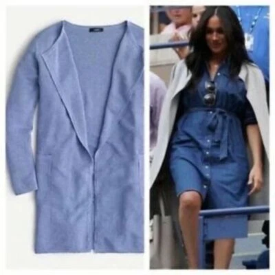 J. Crew Juliette 无领毛衣长款开衫亚麻希瑟蓝色 S 码 阅读 — 第 1/4 张图片