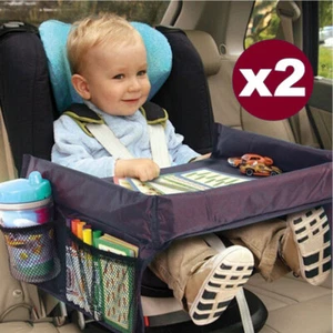 2x Car Child Safety Seat Waterproof Snack Travel Tray Kids Drawing Board Table - Picture 1 of 4
