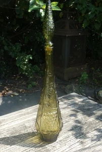 Vtg Mid Century Green Grape & Cherry Genie Glass Bottle Decanter 22” - Picture 1 of 11
