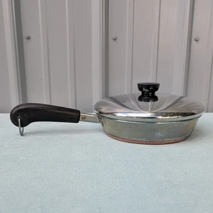 Revere Ware Padella 8” Fondo Rivestito in Rame Acciaio Inox con Coperchio 8” Made in USA - Foto 1 di 13